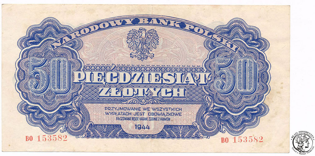 Banknot 50 złotych 1944 OBOWIĄZKOWE st.3-