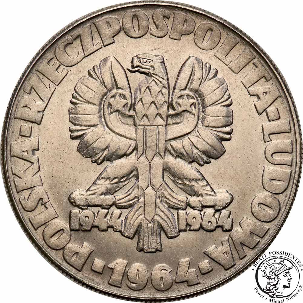PRÓBA Nikiel 10 złotych 1964 Klucz Sierp Kielnia 1