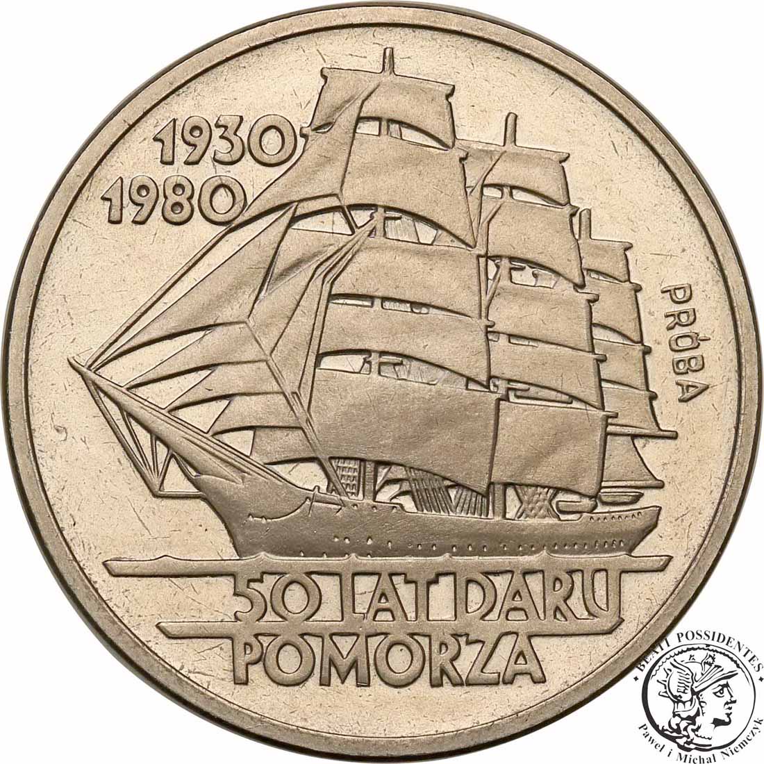 PRÓBA Nikiel 100 złotych 1980 Dar Pomorza st.L