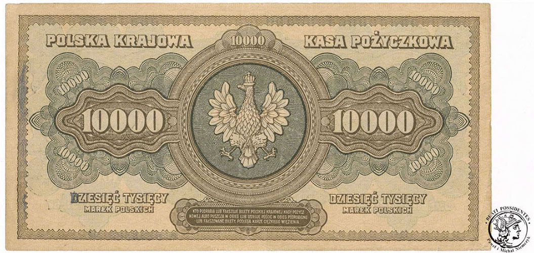 Banknot 10000 marek polskich 1922 seria K st.2