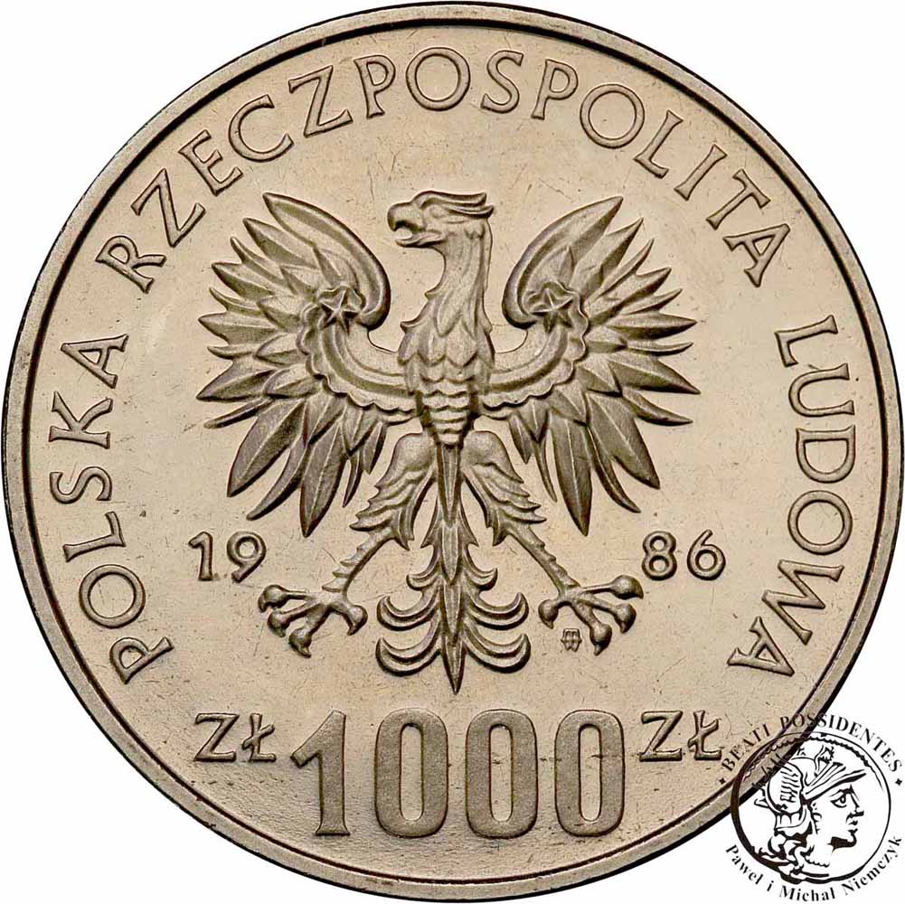 PRÓBA Nikiel 1000 złotych 1986 Piłka Meksyk st.L