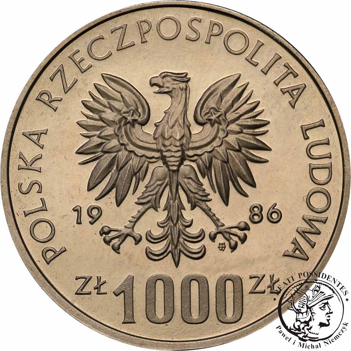 PRÓBA Nikiel 1000 złotych 1986 Sowa st.L