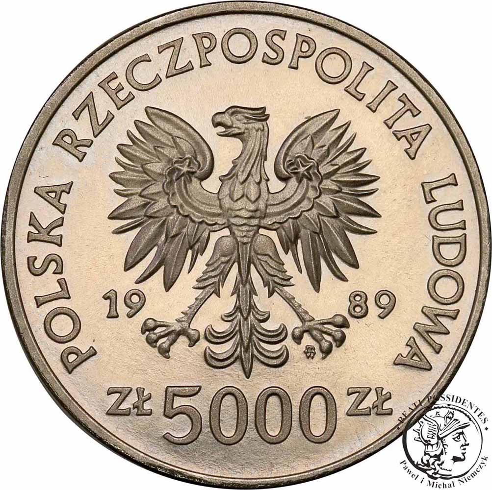 PRÓBA Nikiel 5000 złotych 1989 Jagiełło półp st.L