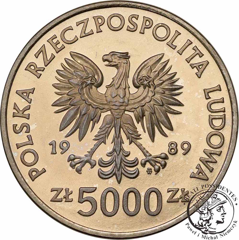 PRÓBA Nikiel 5000 złotych 1989 Jagiełło st. L