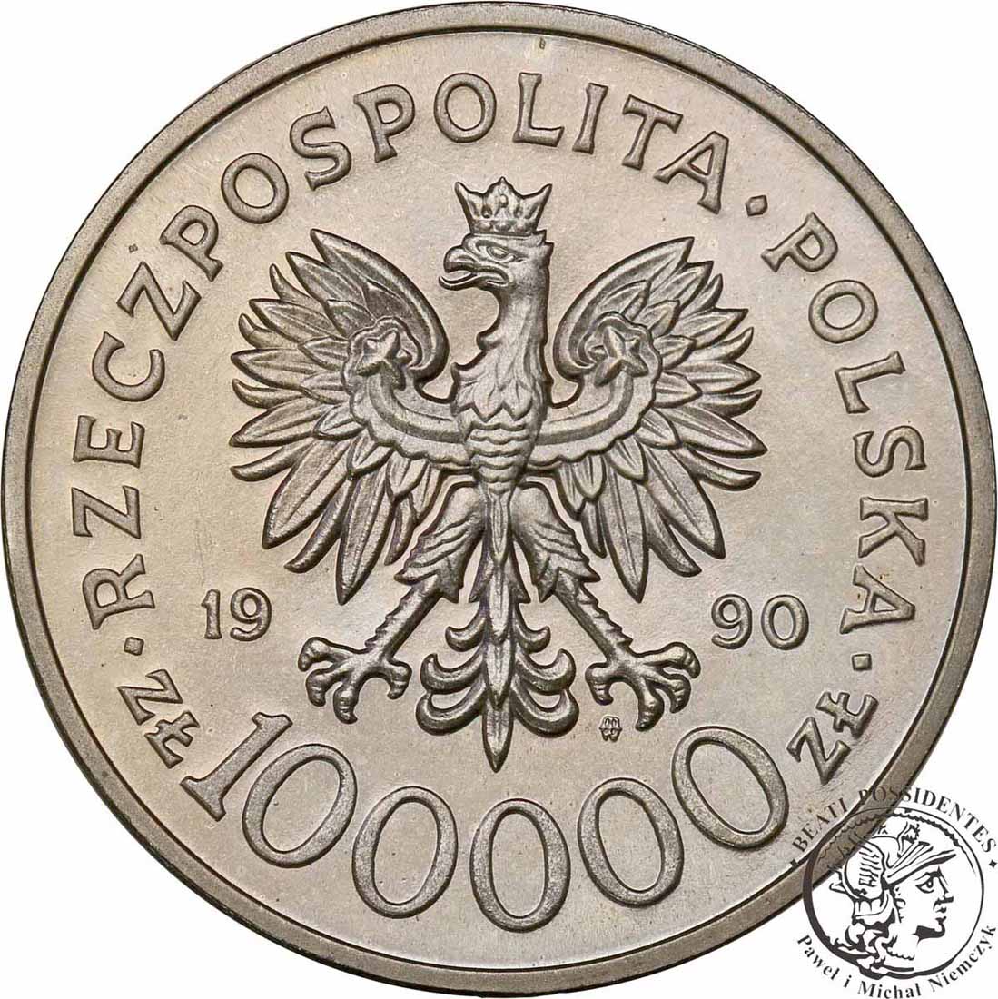 PRÓBA Nikiel 100 000 złotych 1990 Solidarność st.L