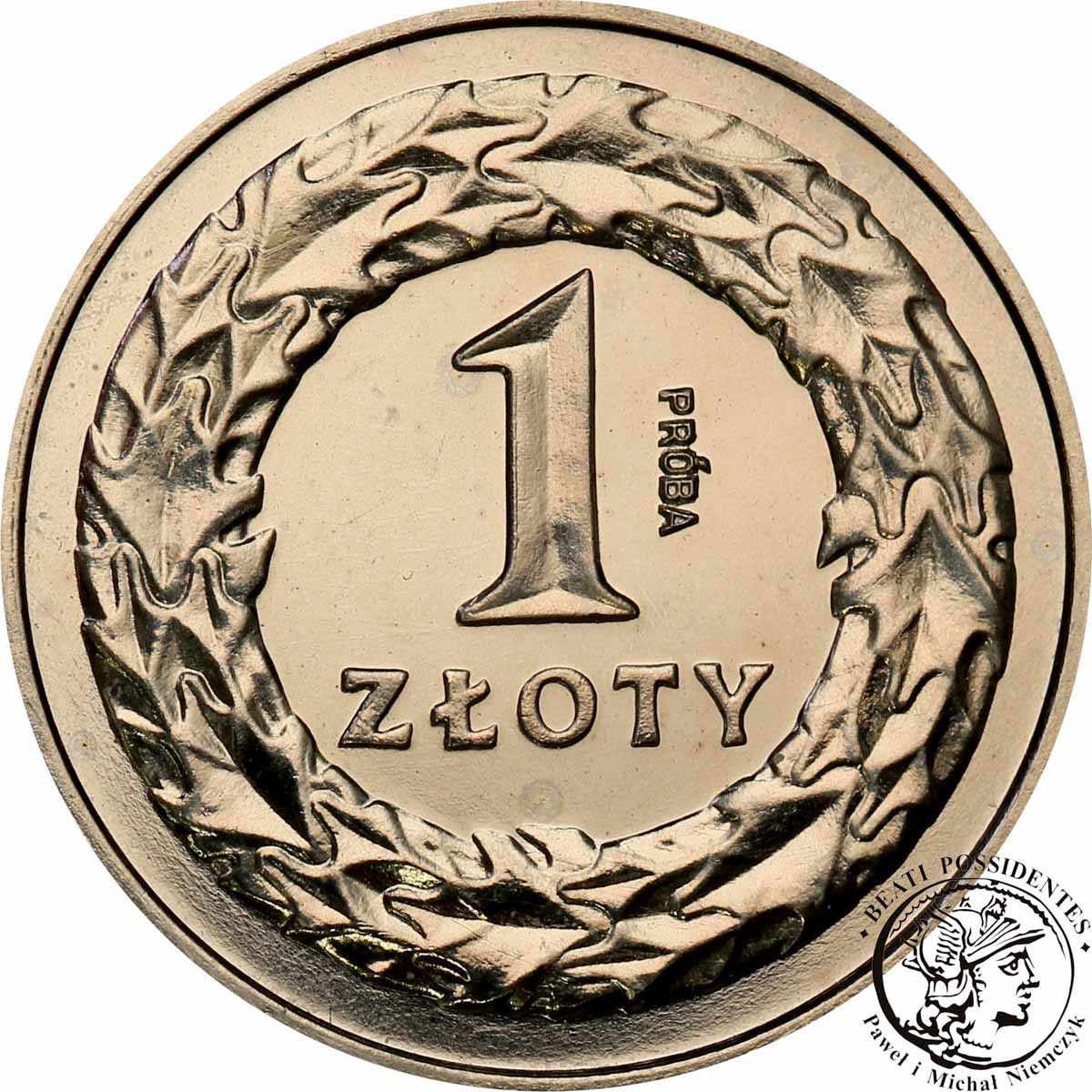 PRÓBA Nikiel 1 złoty 1990 nominał st.L