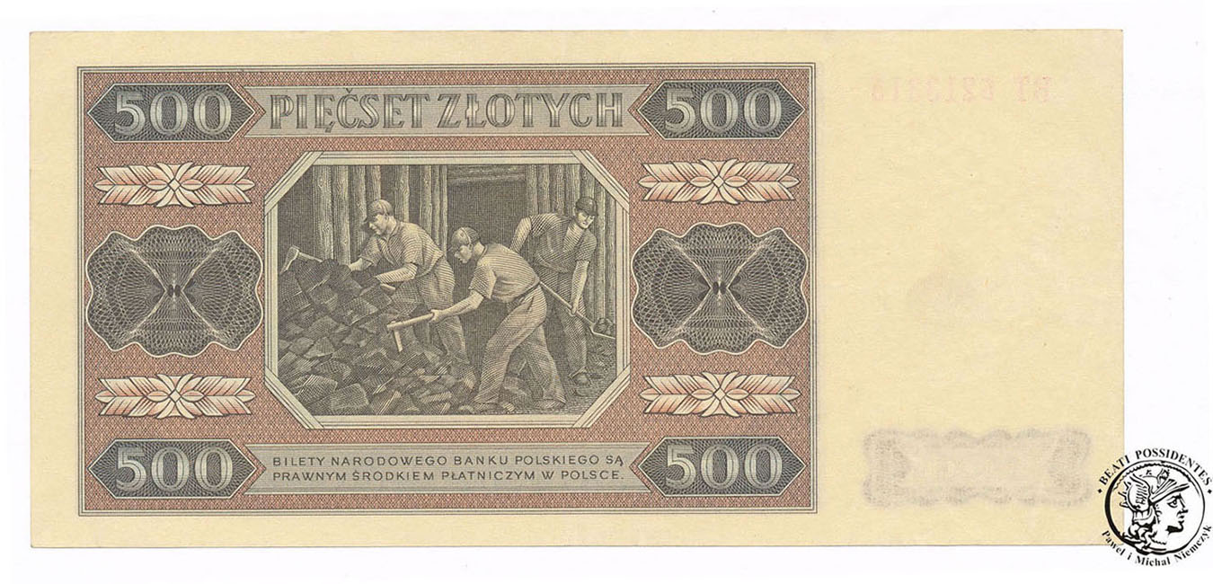 Banknot 500 złotych 1948 seria BT