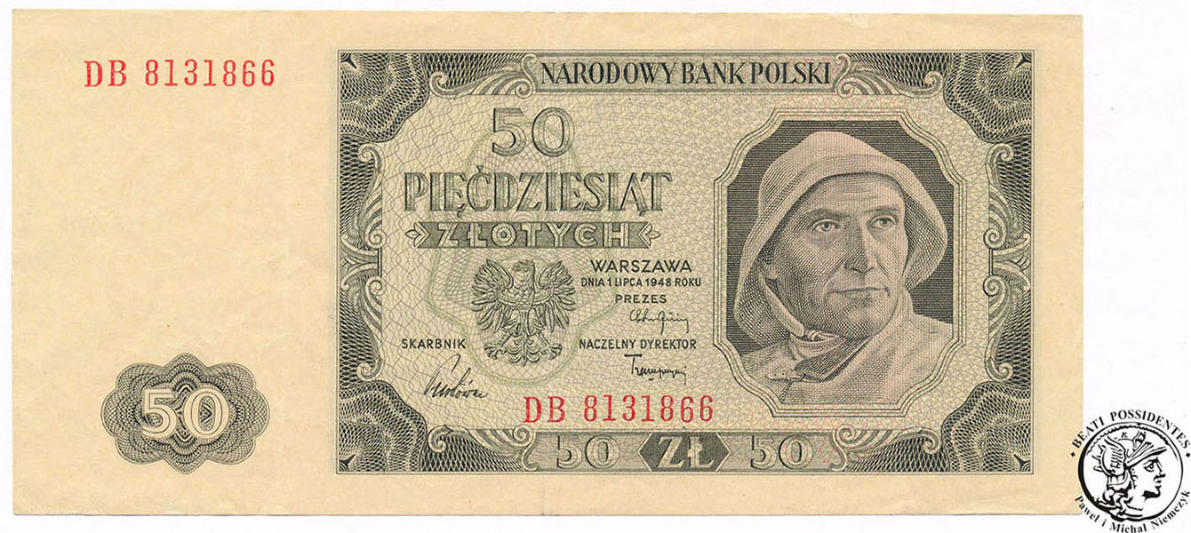 Banknot 50 złotych 1948 seria DB