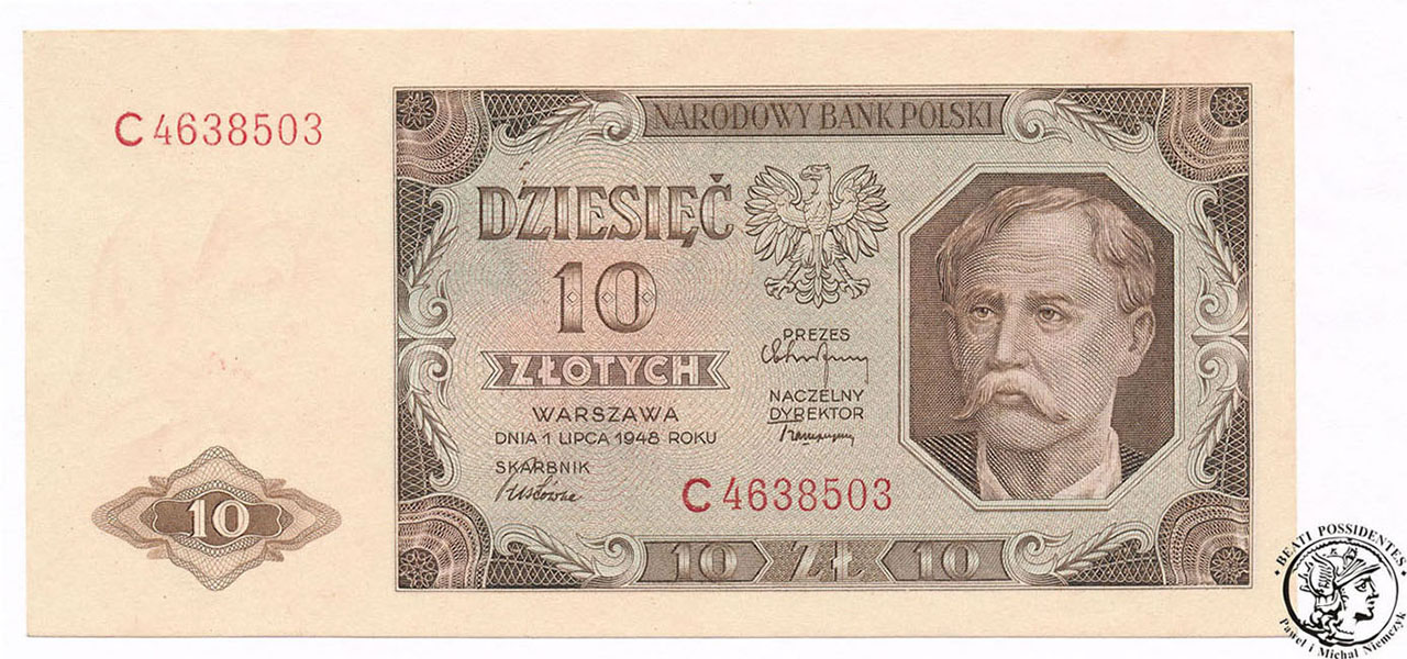 Banknot 10 złotych 1948 UNC PIĘKNY