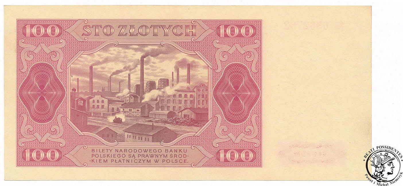Banknot 100 złotych 1948 EB - UNC- PIĘKNY