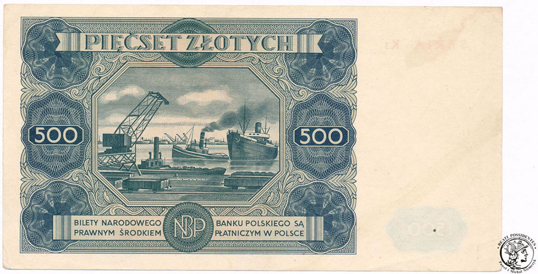 Banknot 500 złotych 1947 seria K3