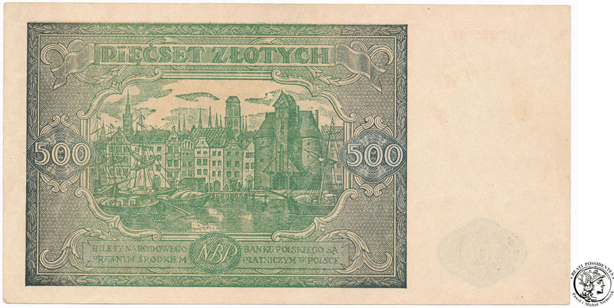 Banknot 500 złotych 1946 D - RZADKI (R4)