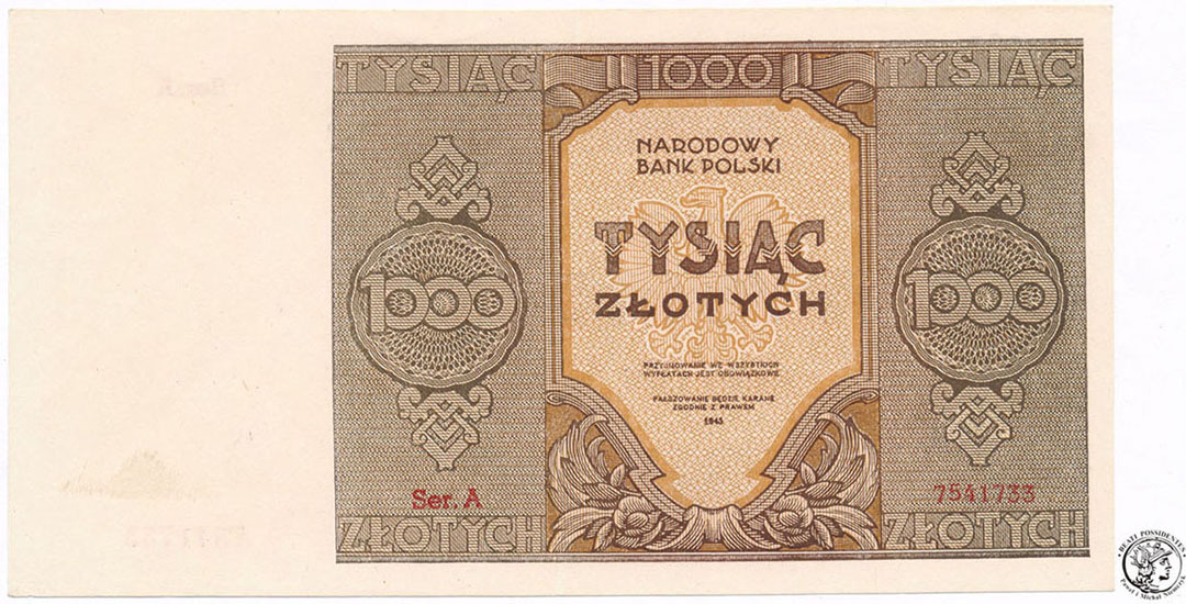 Banknot 1000 złotych 1945 A RZADKI (R6)