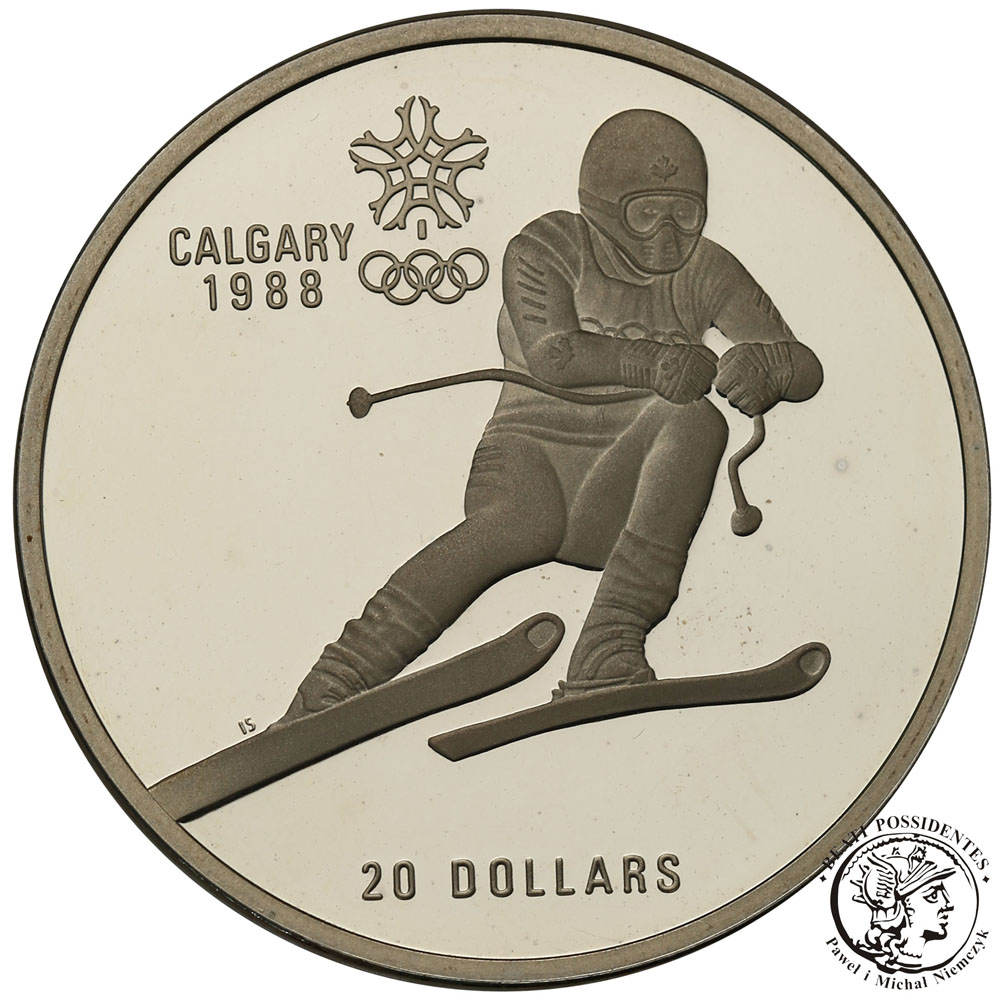 Kanada 20 dolarów 1987 Olimpiada Calgary Narciarz