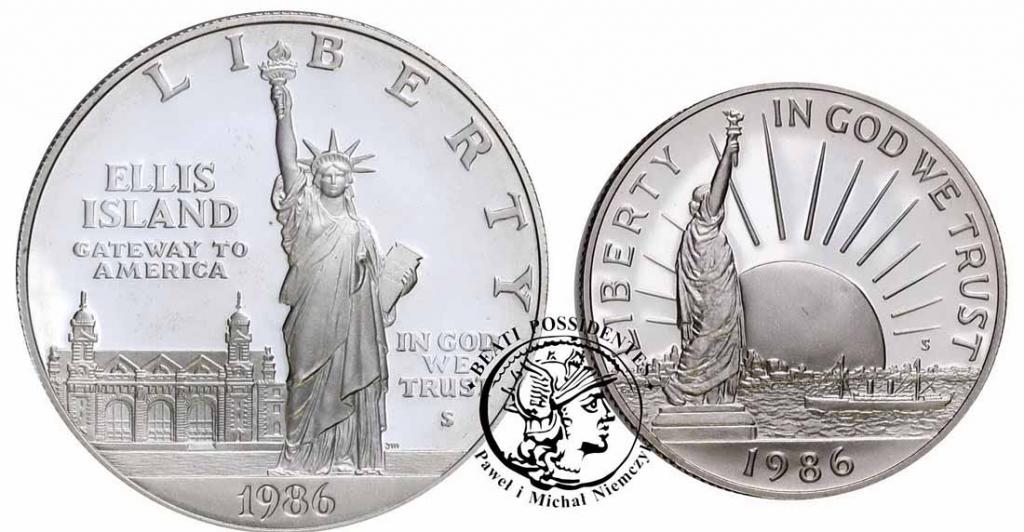 USA zestaw 50 centów 1986 + 1 dolar 1986 st. L