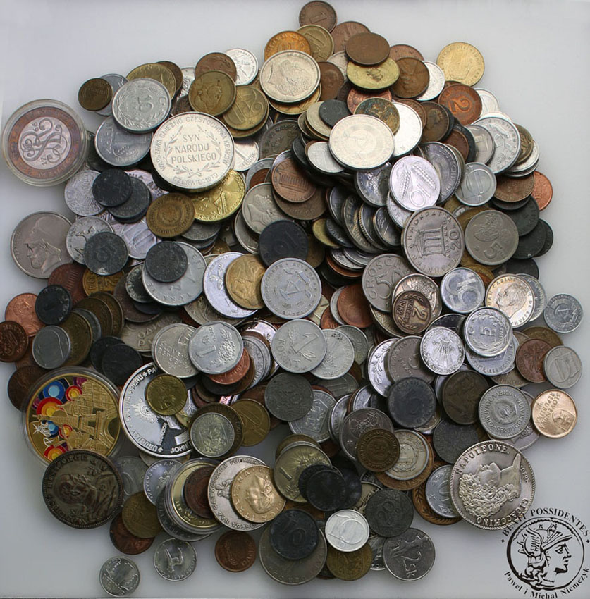OGROMNY ZESTAW monet ze świata RÓŻNE - 1,4 kg