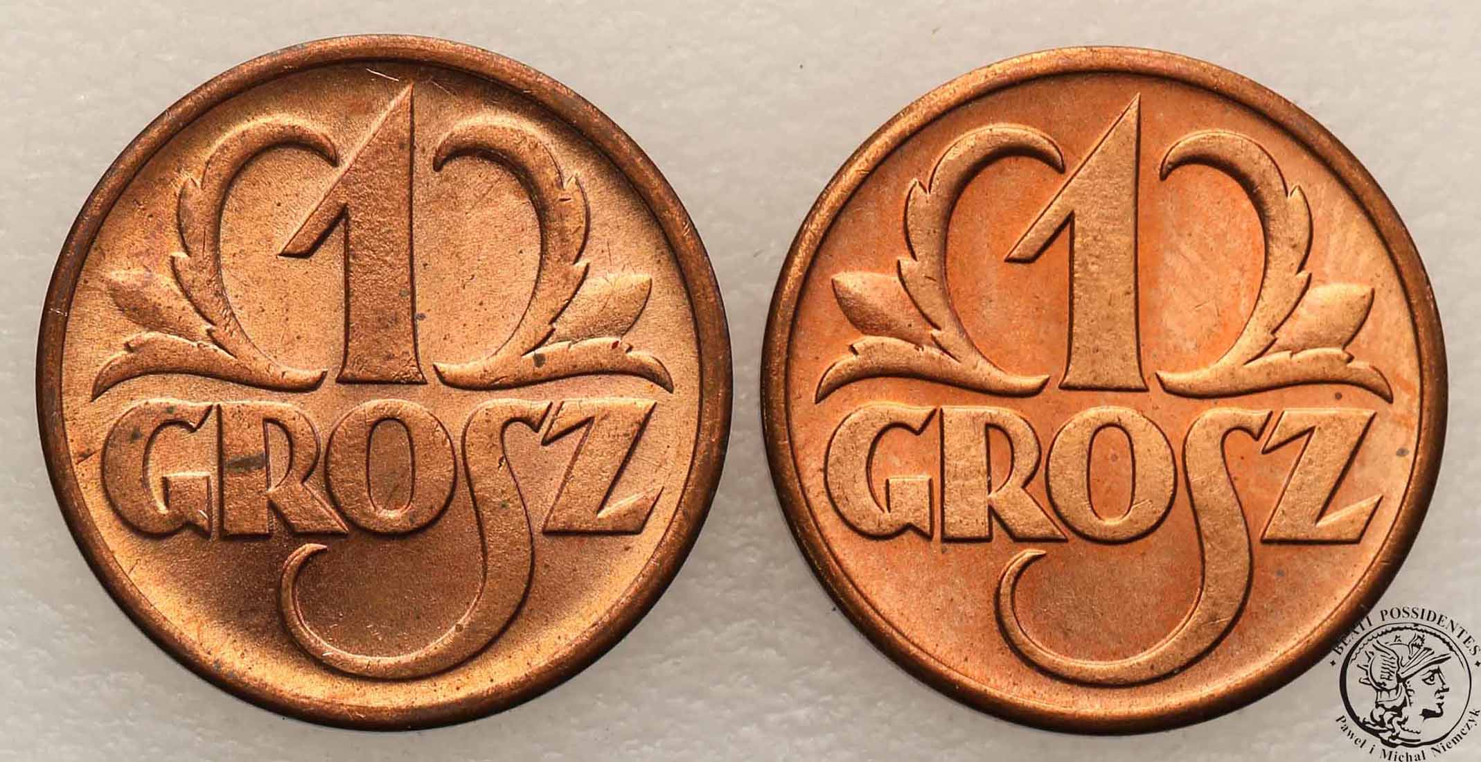 1 grosz 1938 + 1939 lot 2 szt st. 1