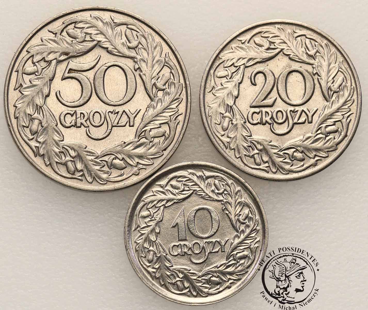 10 + 20 + 50 groszy 1923 zestaw 3 sztuk st.1