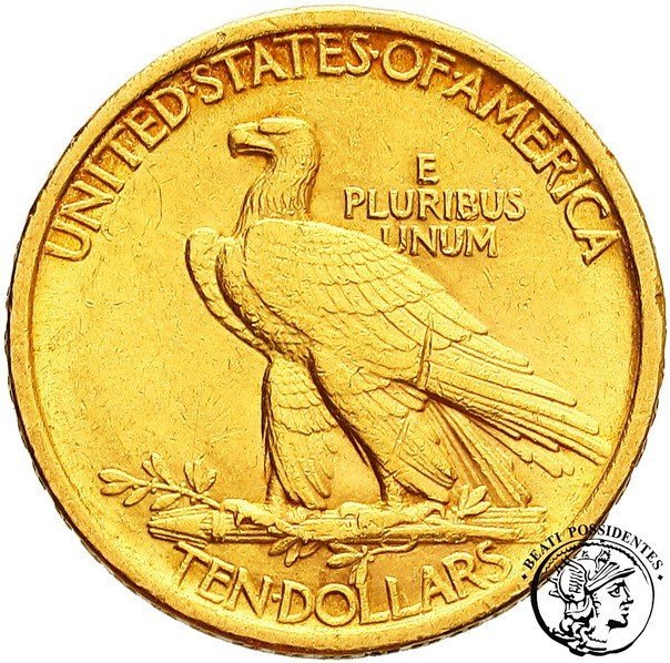 USA 10 $ Dolarów Indianin 1907 Filadelfia st.3+