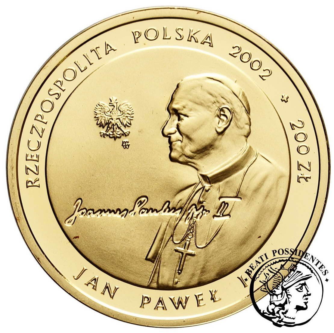 Polska III RP 200 złotych 2002 Jan Paweł II Pontifex Maximus st.L
