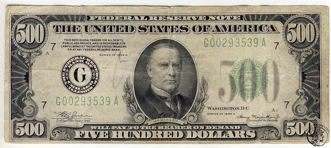 USA 500 $ Dolarów 1934 A st.3-