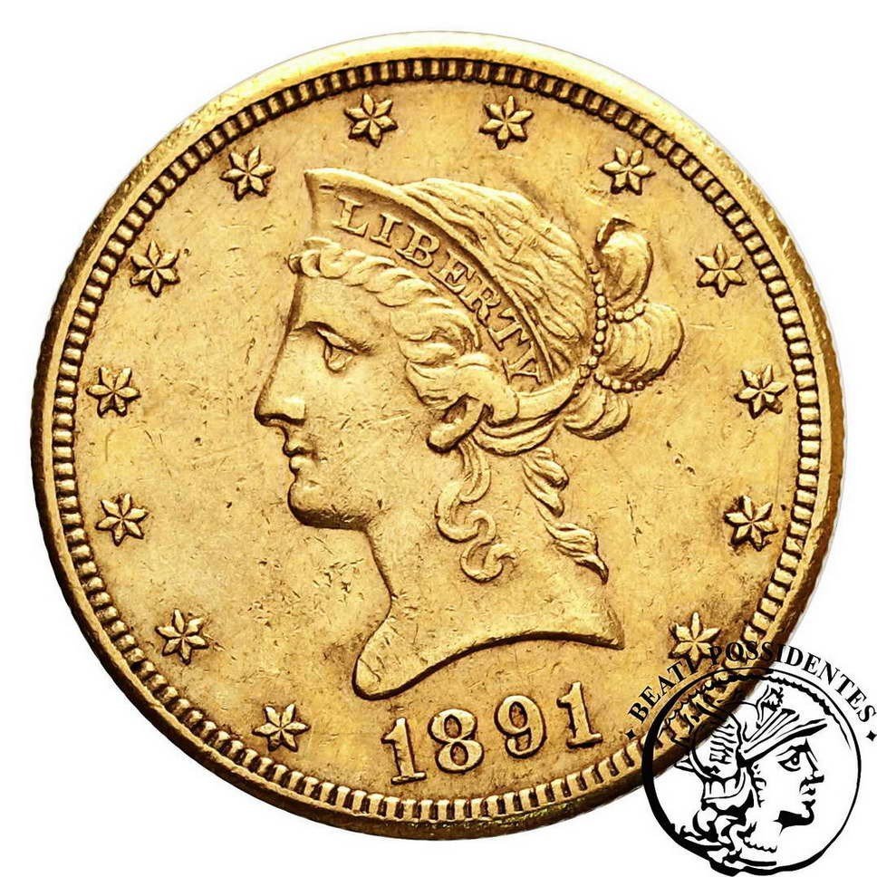 USA 10 $ Dolarów 1891 CC (Carson City) st.3