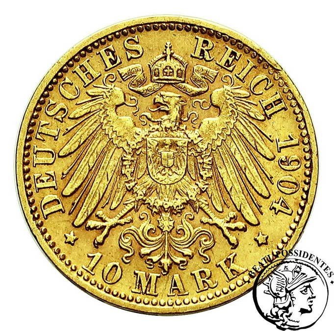 Niemcy Wirtembergia Wilhelm II 10 Marek 1904 F st.3