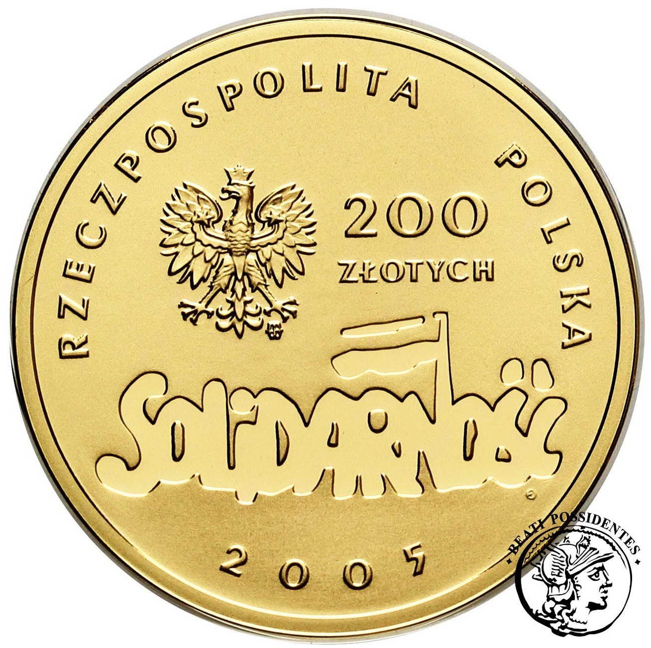 Polska III RP 200 zł 2005 25-lecie Solidarności st. L