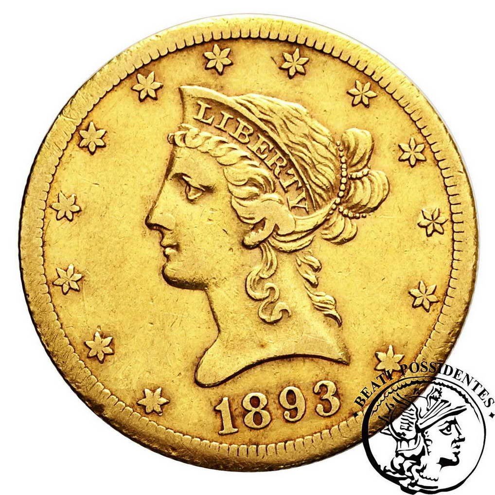 USA 10 $ Dolarów 1893 CC (Carson City) st.3
