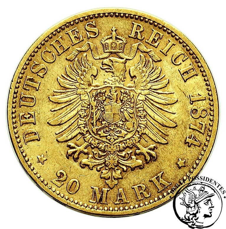 Niemcy Wirtembergia Karol 20 Marek 1874 F st.3