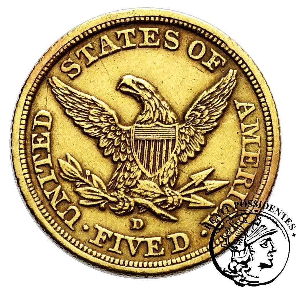 USA 5 $ Dolarów 1843 D (Dahlonega) st.3