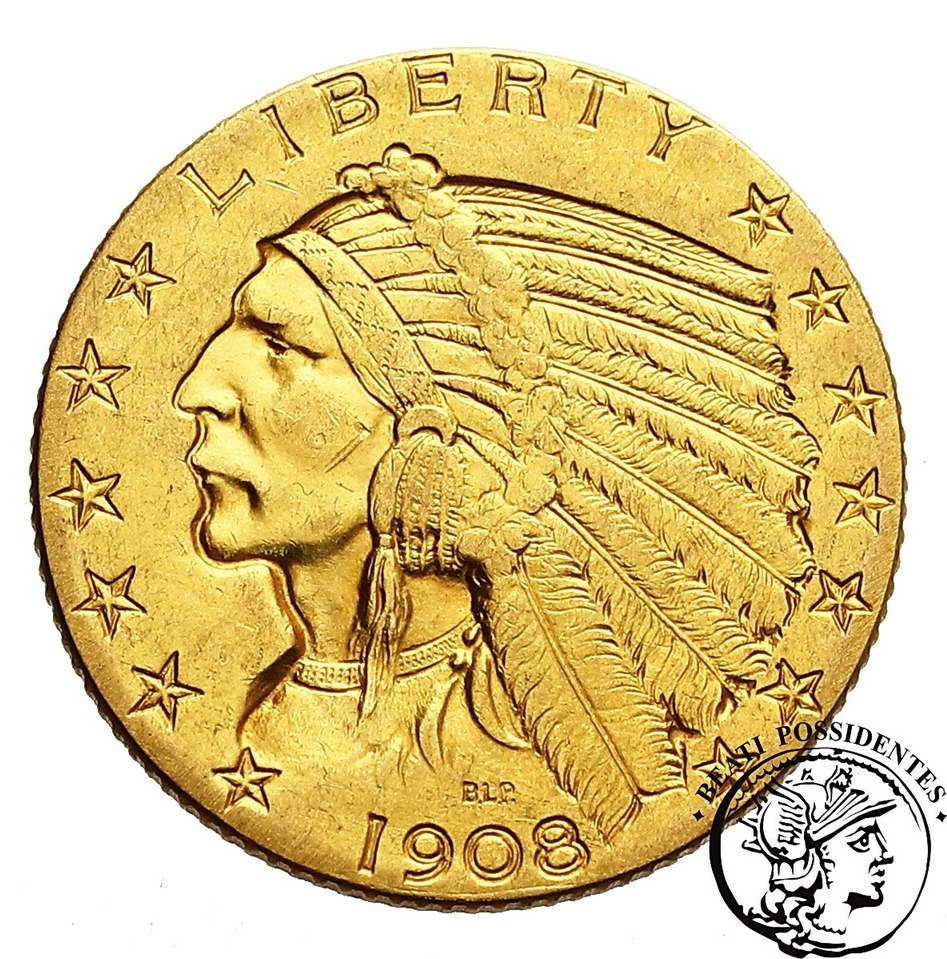 USA 5 $ dolarów 1908 Philadelphia st. 3/3+