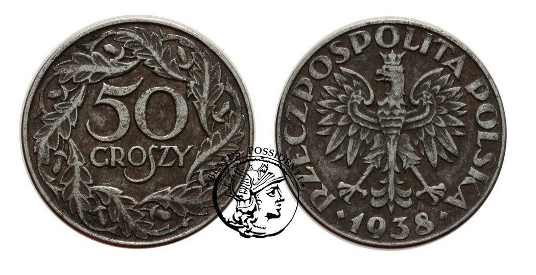 GG 50 groszy 1938 ze znakiem