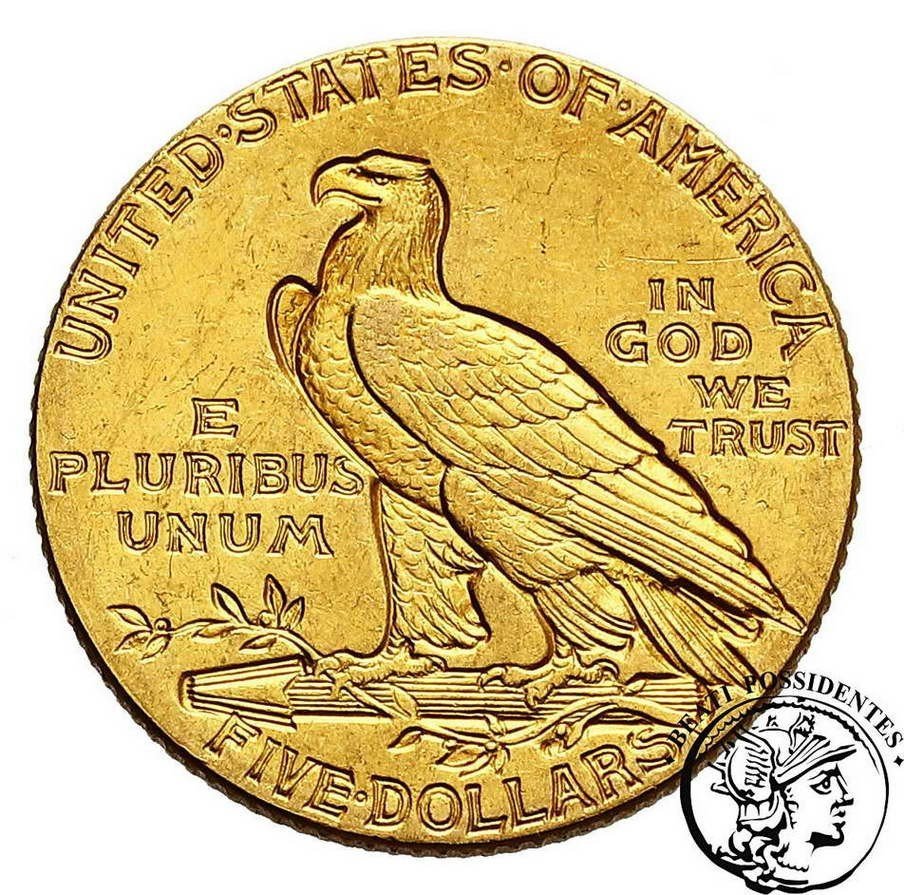 USA 5 $ dolarów 1908 Philadelphia st. 3/3+