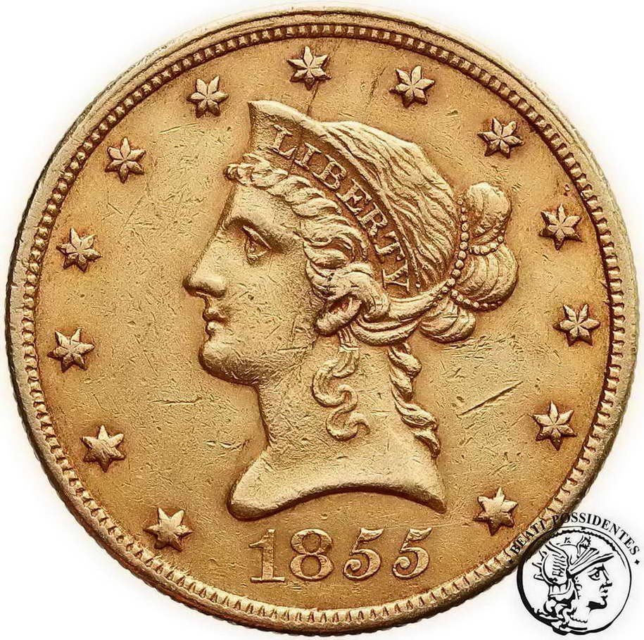 USA 10 Dolarów 1855 Filadelfia st. 3