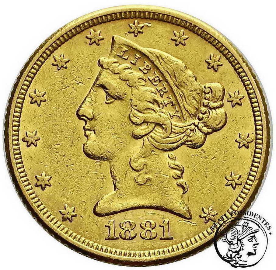 USA 5$ Dolarów 1881 Philadelphia st.3