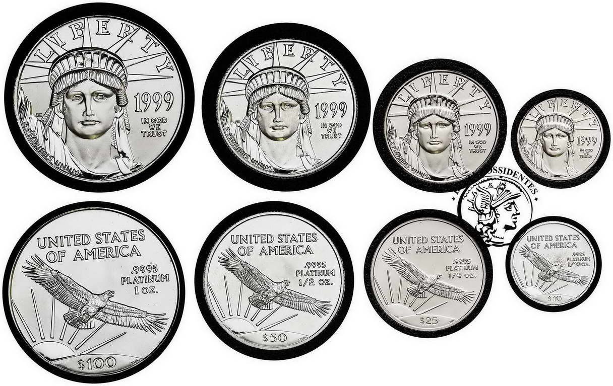 USA Zestaw Dolarów American Eagle 1999 Platyna 1,85 oz Pt st. 1