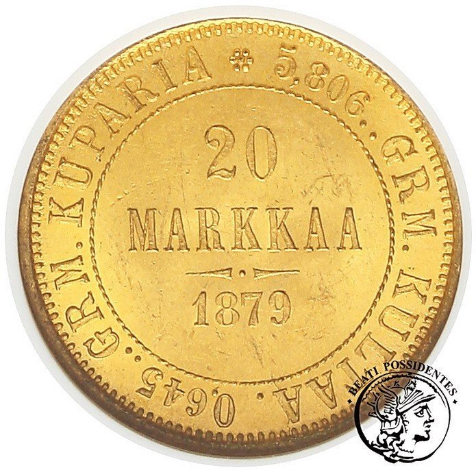 Finlandia 20 Marek 1879 S Aleksander II NGC MS 63