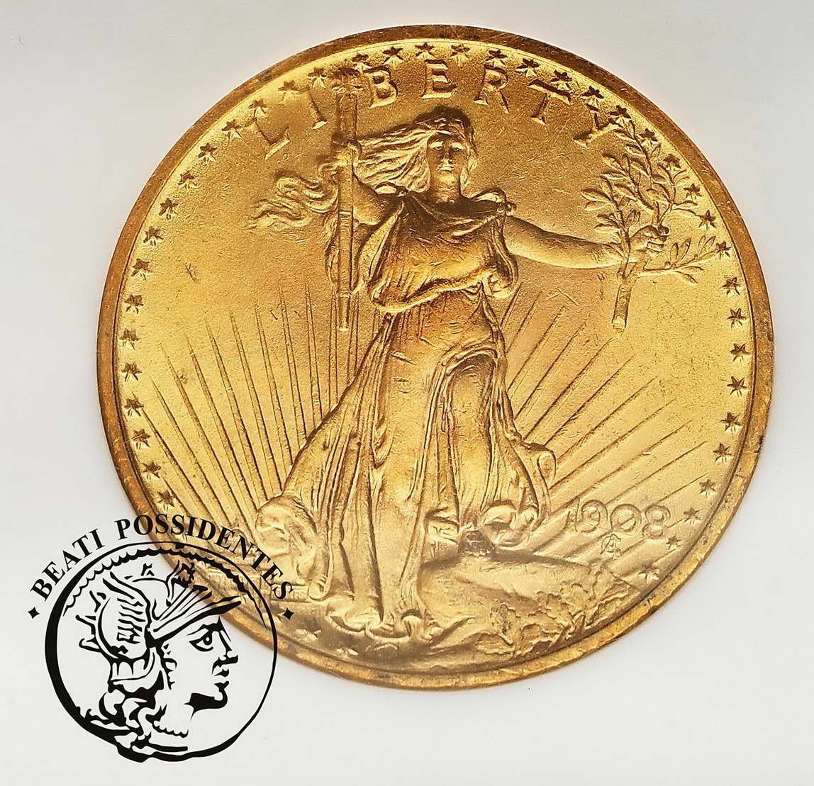 USA 20 dolarów 1908 Philadelphia NGC MS 63