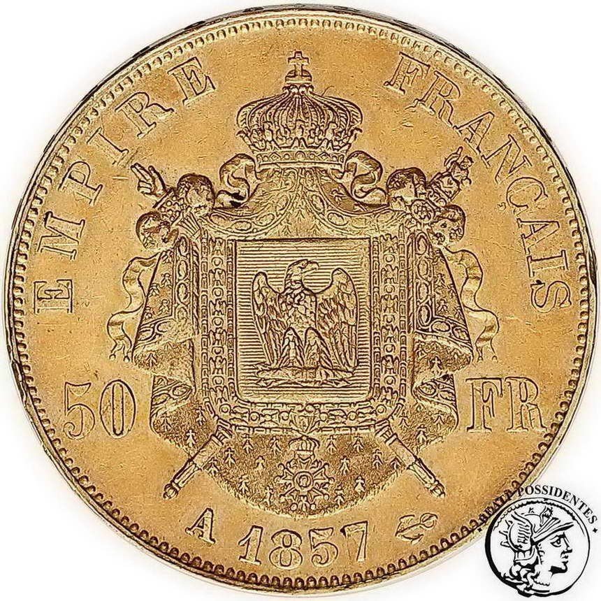 Francja Napoleon III 50 Franków 1857 A st. 3+/2-