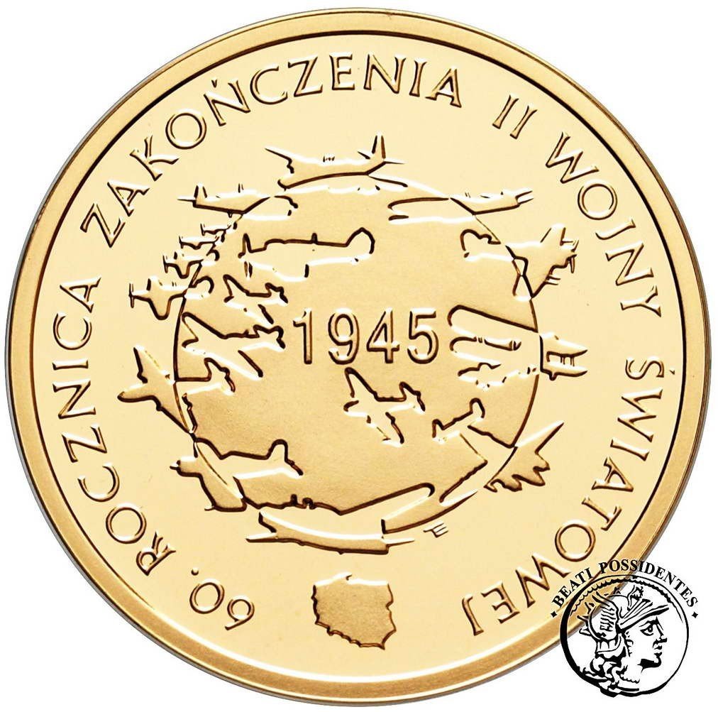 Polska III RP 200 złotych 2005 Rocznica Zakończenia II Wojny Światowej st.L