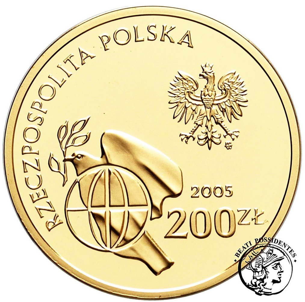 Polska III RP 200 złotych 2005 Rocznica Zakończenia II Wojny Światowej st.L
