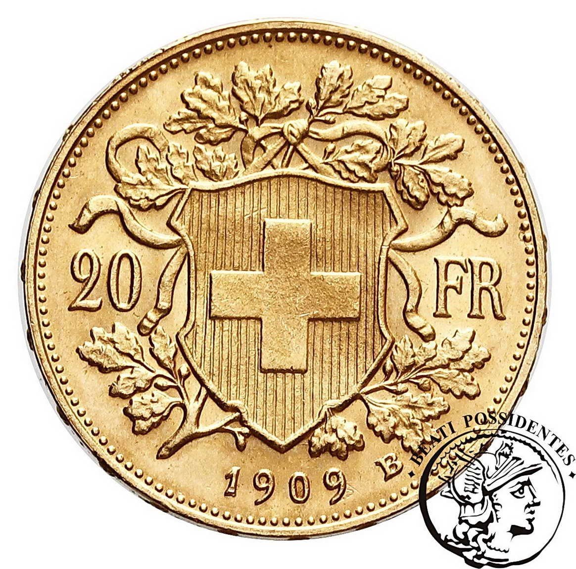 Szwajcaria 20 Franków 1909 Vreneli st. 1-