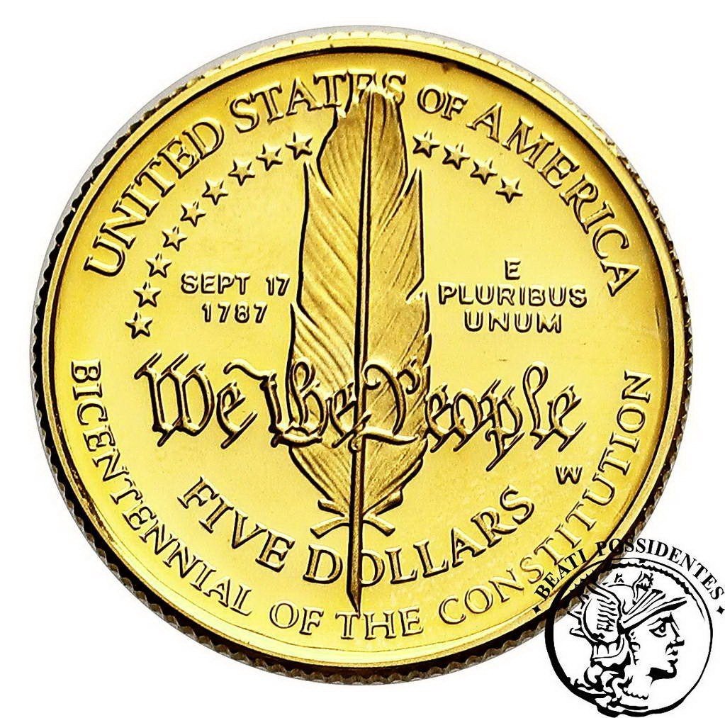 USA 5 $ dolarów 1987 200-lecie Konstytucji st. L/L-