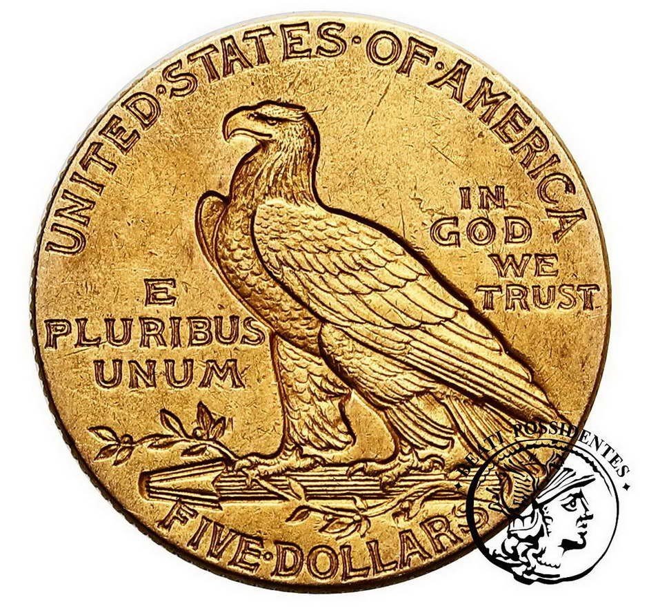 USA 5 dolarów 1913 Philadelphia Indianin st. 3+