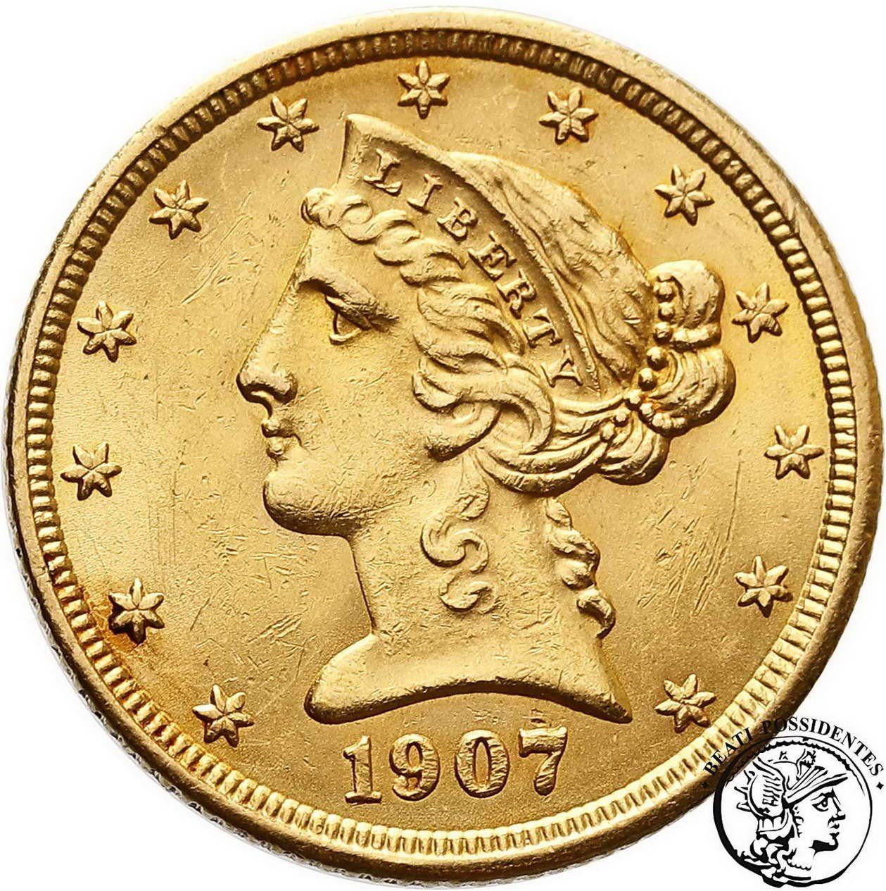 USA 5 dolarów 1907 Filadelfia st. 2