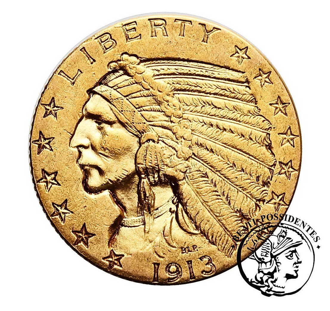 USA 5 dolarów 1913 Philadelphia Indianin st. 3+