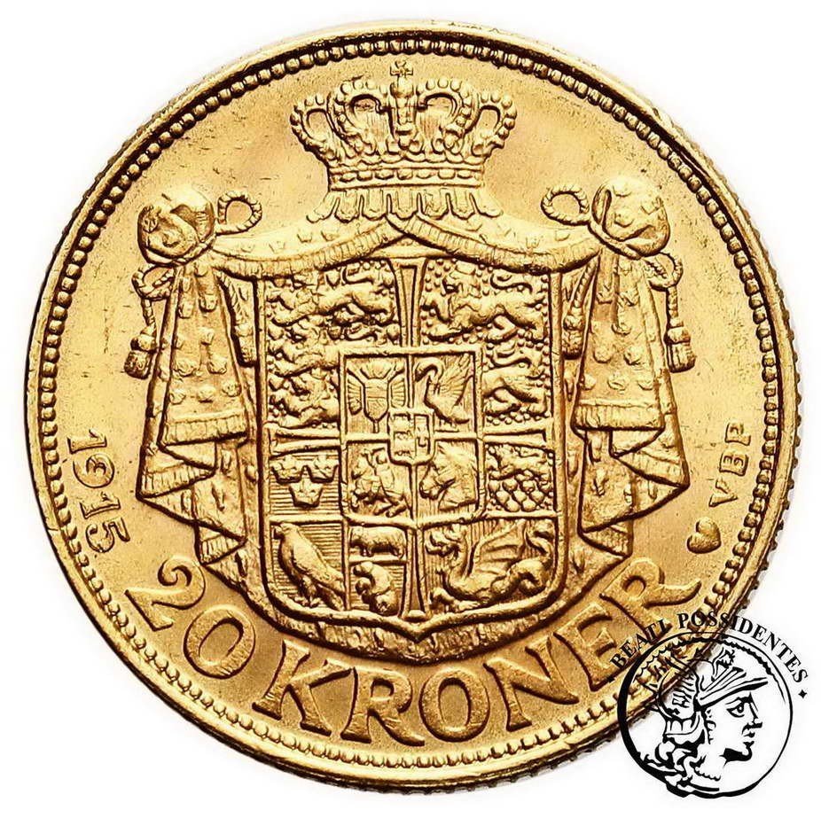 Dania Krystian 20 koron 1915 st. 1-