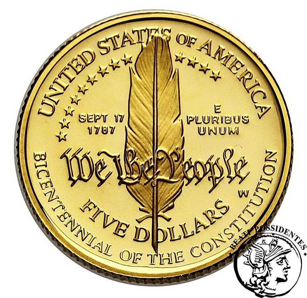 USA 5 $ dolarów 1987 200-lecie Konstytucji st. L