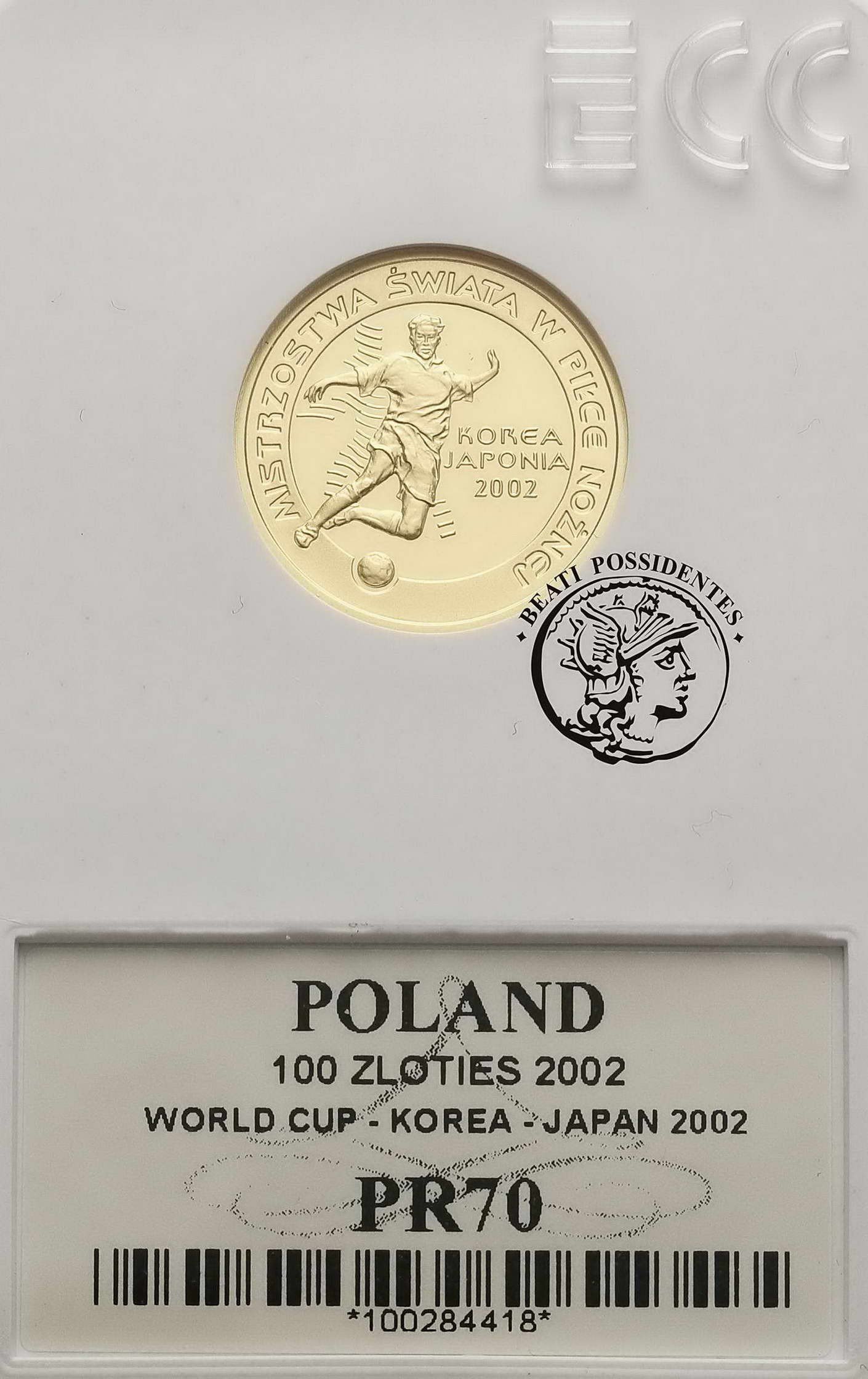 Polska 100 złotych 2002 Korea - Japonia GCN PR70